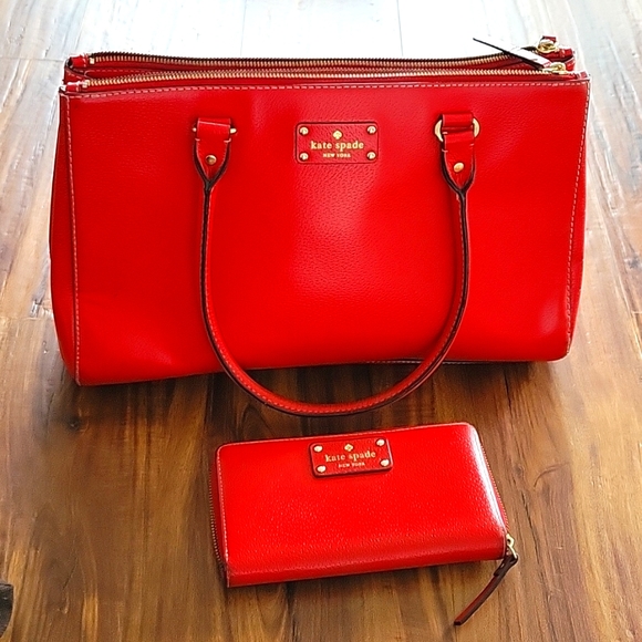 Kate Spade Apple Red Purse and Wallet - Picture 1 of 7